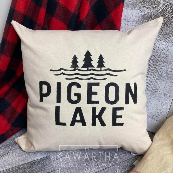 Custom Three Tree Lake/ Pigeon Lake Pillow Cover / Home Decor / Throw Pillow / Canvas Pillow / Fall Decor / Cottage Theme / Spring