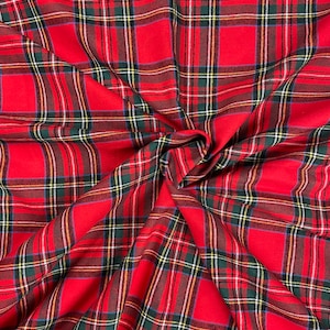 Fabric, Royal Stewart Tartan, Red Plaid, Cotton, Material, Blanket Fabric, Scotland, Christmas, Festive, Holiday, Seamstress, Scottish