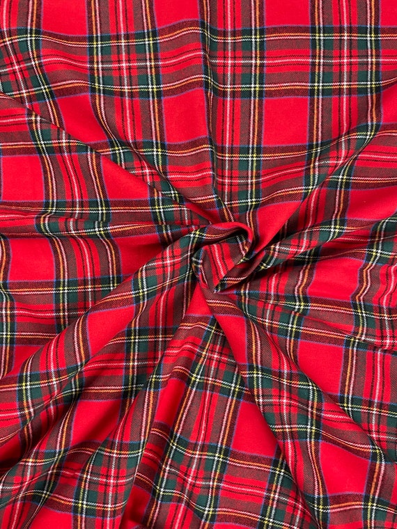 Fabric, Royal Stewart Tartan, Red Plaid, Cotton, Material, Blanket