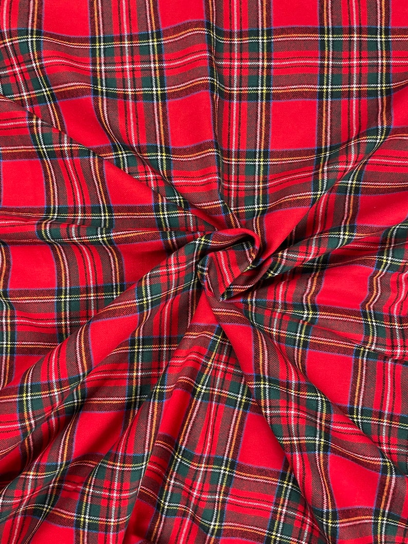 Royal Stewart Tartan Fabric, Fabric Swatch, Material, Red Plaid
