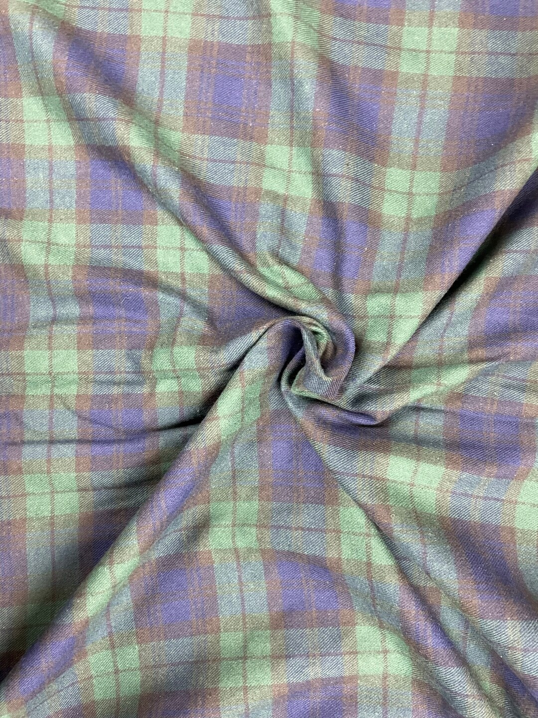 Fabric, Black Watch Tartan, Navy and Green Plaid, Cotton, Material ...