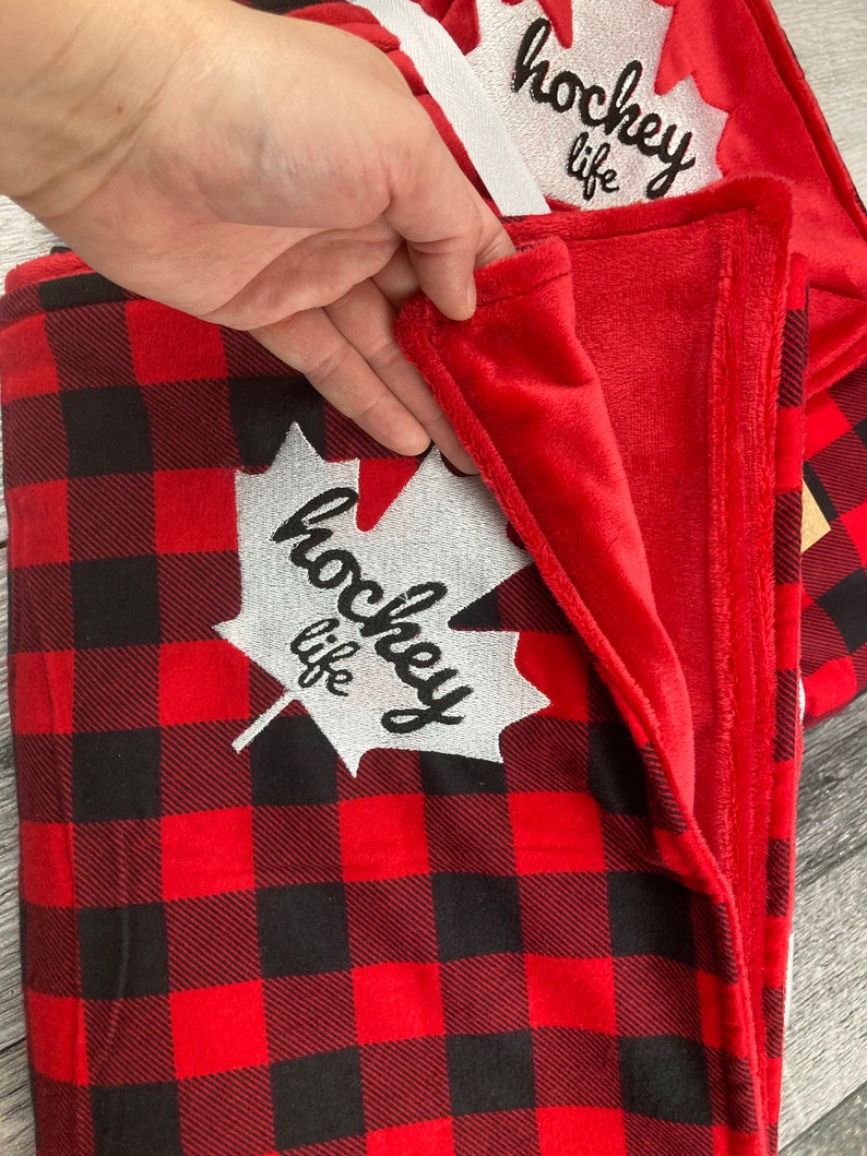 inside red lining on hockey life embroidery