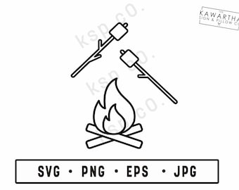 Campfire & Marshmallows, SVG, png, jpeg, EPS, Digital Download, Digital File, camping, baby room, kids room, cricut, silhouette, marshmallow