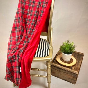 Royal Stewart Blanket Fabric on a Chair from Kawartha Sign & Pillow Co.