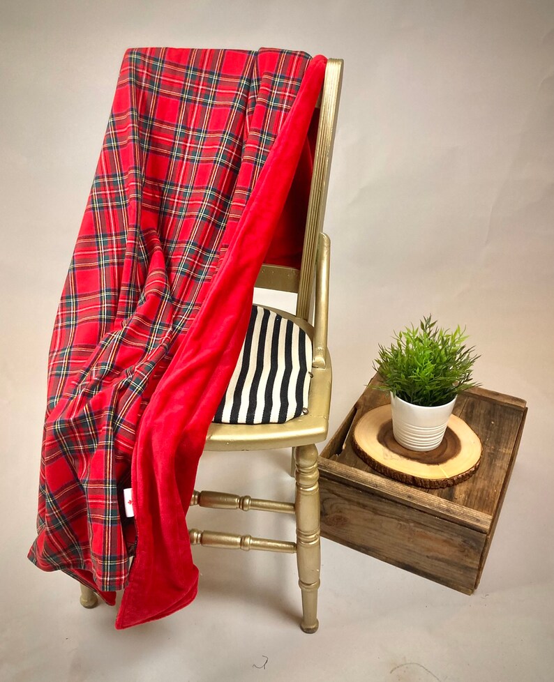 Royal Stewart Blanket Fabric on a Chair from Kawartha Sign & Pillow Co.