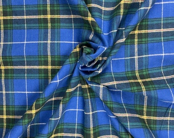 Fabric, Nova Scotia Tartan, Blue and White Plaid, Cotton, Material, Blanket Fabric, Bluenose, Province, NS, By the Yard, Sewing, Seamstress
