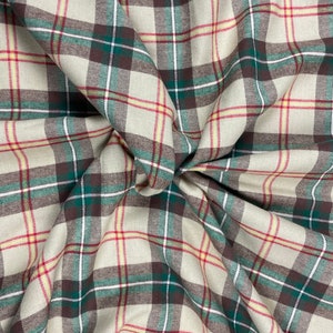 Fabric, Saskatchewan Tartan, Beige Plaid, Cotton, Material, Blanket Fabric, Provincial Tartan, By the Yard, Sewing, Seamstress