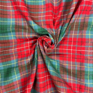 Fabric, British Columbia Tartan, Red and Turquoise Plaid, Cotton, Material, Blanket Fabric, Province, By the Yard, Sewing, Vancouver
