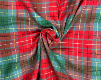 Fabric, British Columbia Tartan, Red and Turquoise Plaid, Cotton, Material, Blanket Fabric, Province, By the Yard, Sewing, Vancouver
