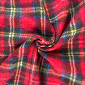 Fabric, Royal Stewart Tartan, Red Plaid, Fleece, Material, Blanket Fabric, Scotland, Christmas, Festive, Holiday, Seamstress, Scottish