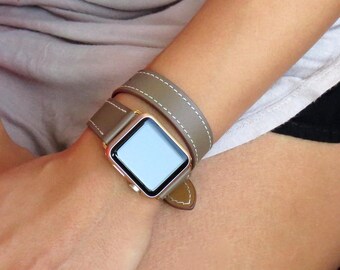 Double Tour Leather Apple Watch Band 38mm Apple Watch Band 42mm iWatch Band 38mm Apple iWatch Strap Apple Watch Strap Driftwood Brown