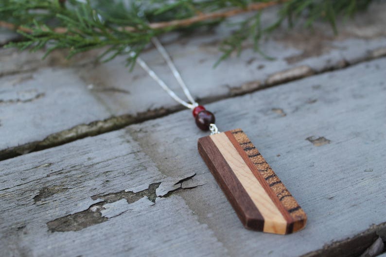 Minimalist Necklace Natural Jewelry Geometric Necklace Wooden Jewelry Sterling Silver Necklace Modern Jewelry Minimalist Jewelry Gift image 1