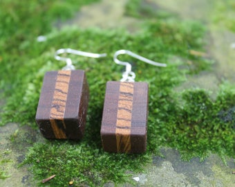 Minimalist Earrings Dangle Earrings Wooden Natural Wood Earrings Handmade Earrings Handcrafted Jewelry Geometric Earrings