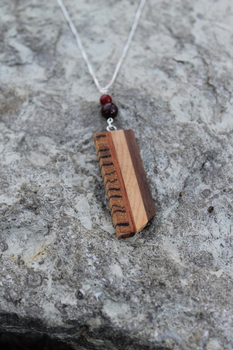 Minimalist Necklace Natural Jewelry Geometric Necklace Wooden Jewelry Sterling Silver Necklace Modern Jewelry Minimalist Jewelry Gift image 7