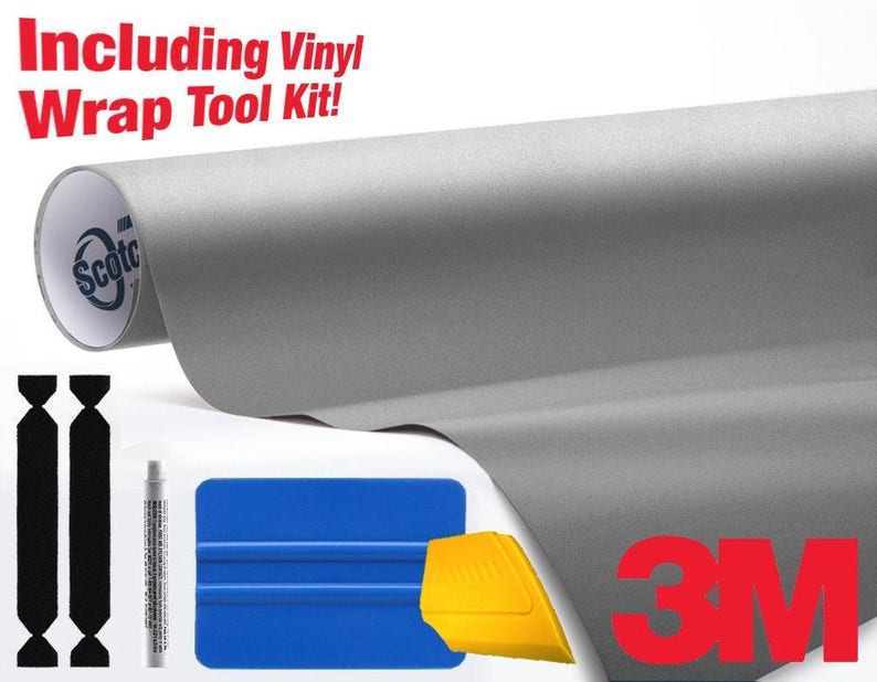 Including Toolkit Car Vinyl Sticker Decal Air-Release Matte Grey Aluminum 3M 1080 Vinyl Decal 3M Automotive Adhesive Vinyl Wrap Roll