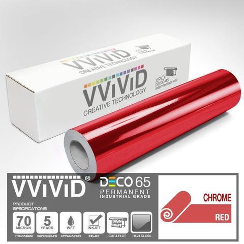 VViViD Silver Metallic Gloss DECO65 Permanent Adhesive Craft Vinyl for Cricut S