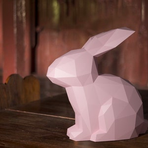 RABBIT Papercraft PDF Vorlage - Papierskulptur, Origami Kit, Tierkopf aus Papier zum Selbermachen! Low Poly Druckbare Modell Vorlage
