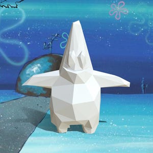SpongeBob inspired Patrick Star papercraft sculpture. Low poly 3D DIY papercraft, Paper model, 3D sculpture