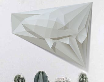3D Papercraft Wall Fish - printable DIY pdf template. Low poly papercraft, Paper model, DIY paper sculpture, decoration and design, Trophy