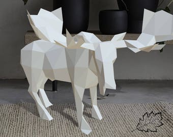 Pdf Papercraft Moose. Low poly sculpture. DIY paper 3D  sculpture, 3D papercraft origami, gift, decoration, Homemade, Animal sculptures