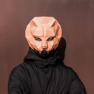 Lion mask  -  Unique  Instant Pdf download, DIY Halloween Paper Mask, Printable Mask, Polygon Paper Mask