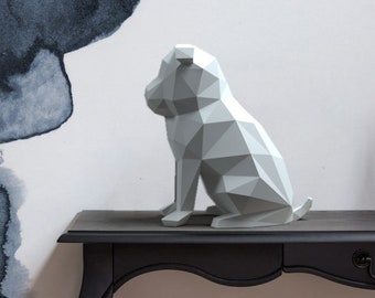 Pug sculpture- Low Poly Papercraft DIY model