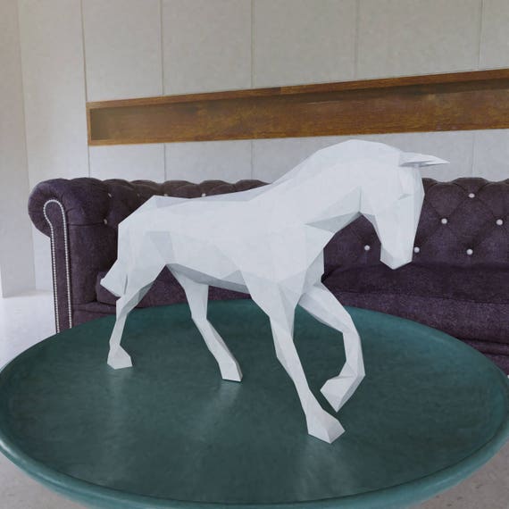 Horse Diy 3d Papercraft Pdf Paper Sculpture Template Origami Kit Paper Animal Head Make Your Own Trophy Low Poly Printable Model