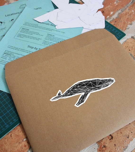 Whale Model Xl Low Poly Papercraft Diy Sculpture Etsy