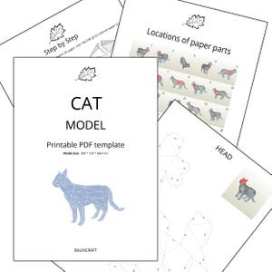 Papercraft Cat. Printable DIY template 3D PDF Download low poly paper model trophy, craft and origami sculpture templates image 2