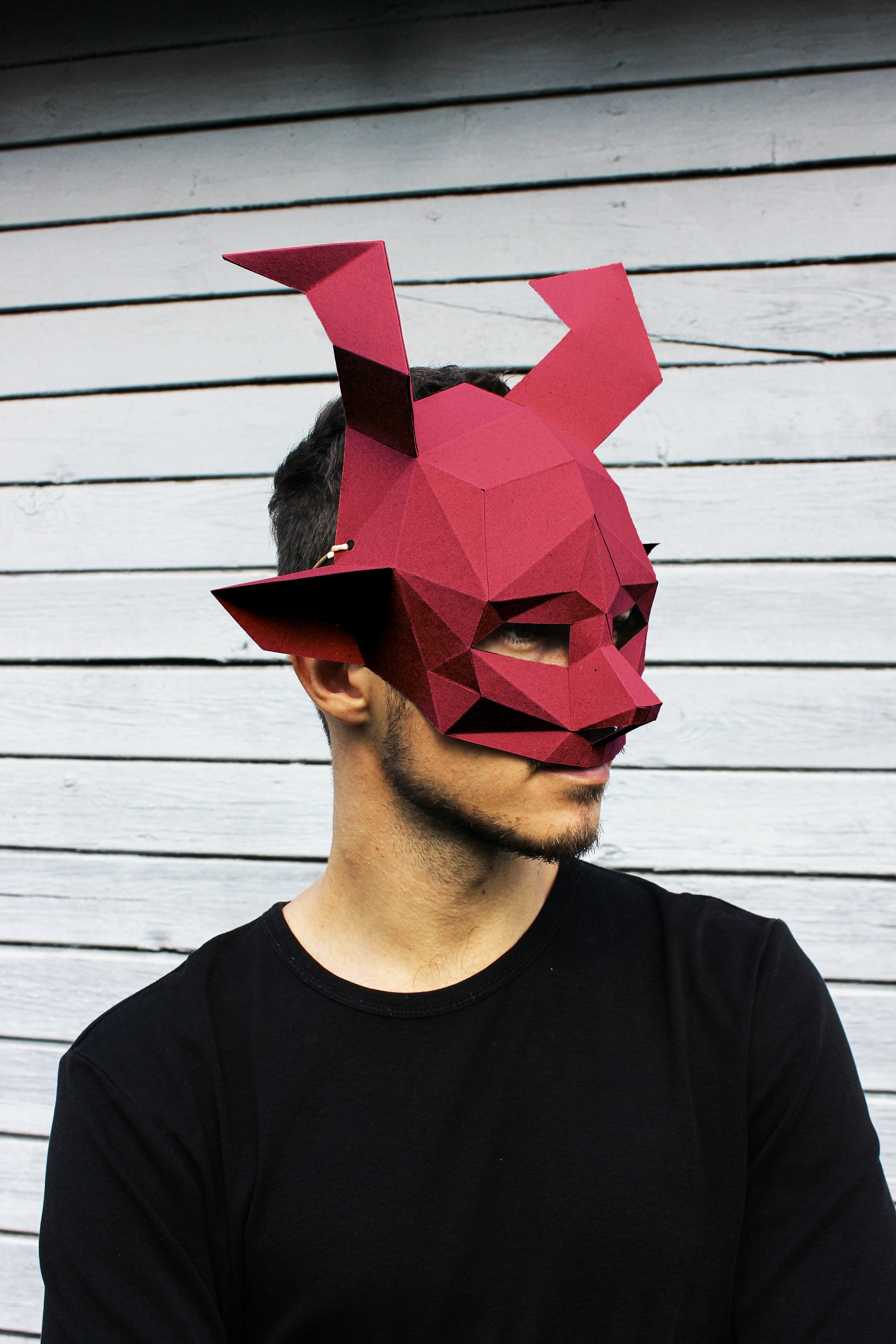 DEVIL Half Mask - Unique Instant Pdf Download, DIY Halloween Paper Mask ...