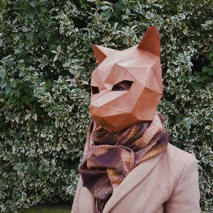 CAT MASK, Animal DIY Masquerade papercraft, low poly 3D paper, printable mask template for kids, adult, woman and man
