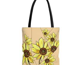 Custom Sunflower Tote Bag, Sunflower Wreath Tote, Flower Tote Bag, Tote ...