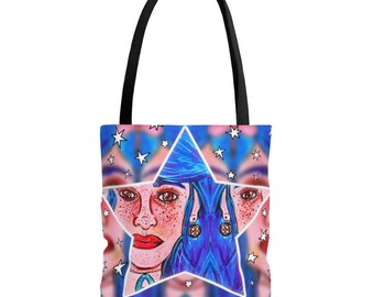 Blue girl stars Tote Bag