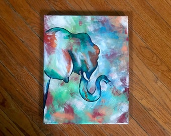 Elephant inspired colorful abstract painting