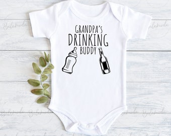 Grandpa's Drinking Buddy Baby Bodysuit | Grandfather Shower Gift Pregnancy Announcement Infant Newborn - 24M Funny Cute Unique