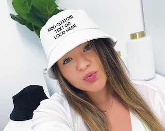 Custom White Bucket Hat, Custom Print Bucket Hat, Custom Logo Hat, Custom Text Hat, Bucket Hats, Custom Bucket Hat, Custom Logo Hat