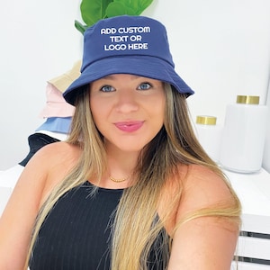 Custom Navy Bucket Hat, Custom Printed Bucket Hat, Custom Logo Hat, Custom Text Hat, Bucket Hats, Custom Bucket Hat, Custom Logo Hat