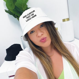 Custom White Bucket Hat, Custom Print Bucket Hat, Custom Logo Hat, Custom Text Hat, Bucket Hats, Custom Bucket Hat, Custom Logo Hat