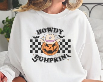 Womens Halloween Shirt, Halloween shirt, Halloween Sweatshirt, halloween shirt women, Howdy Pumpkin