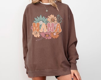 Retro Mama Comfort Kleuren Sweatshirt, Retro Mama Trui, Moederdag Cadeau, Moeder Leven Shirt, Moederschap Cadeau, Moeder Sweatshirt, Moeder Cadeau