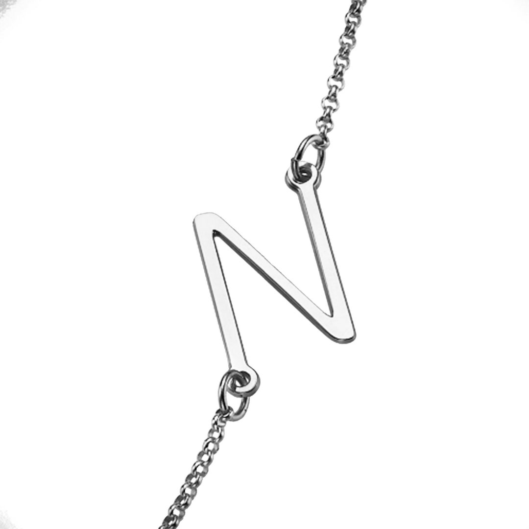 18k Gold Initial Necklace Big Letter Necklace Sideways Etsy