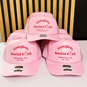 Cowgirls Social Club, Custom Location Bachelorette Hats, Bachelorette Trucker Hat, Bachelorette Social Club, Bachelorette Bachelorette Party
