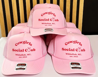 Cowgirls Social Club, Custom Location Bachelorette Hats, Bachelorette Trucker Hat, Bachelorette Social Club, Bachelorette Bachelorette Party
