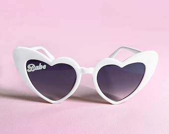 Bride Heart Sunglasses, Babe Heart Sunglasses, Bachelorette Party Sunglasses, Bridal Shower Favors, Bachelorette Party Favors
