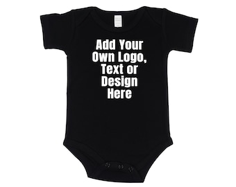 Custom Black Baby Shirt | Personalized Bodysuits | Black Baby Bodysuit | Baby Shower Gift | Design your Own | Colored Custom Bodysuit