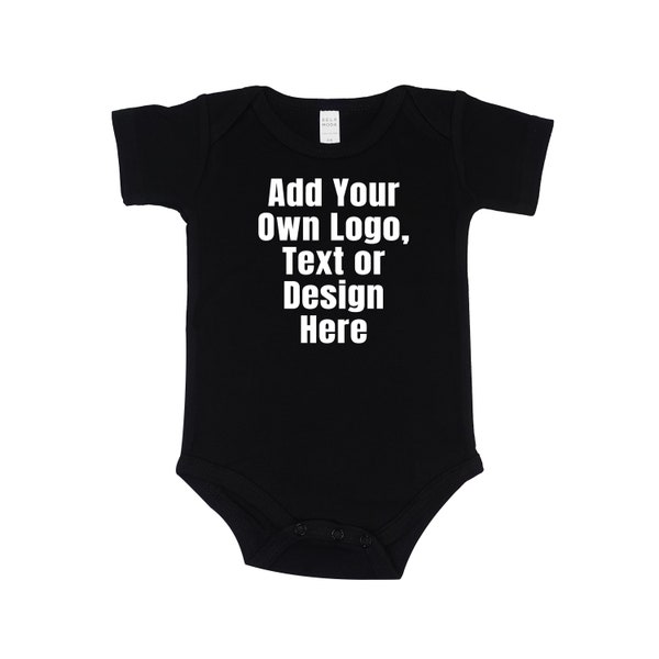 Custom Black Baby Shirt | Personalized Bodysuits | Black Baby Bodysuit | Baby Shower Gift | Design your Own | Colored Custom Bodysuit