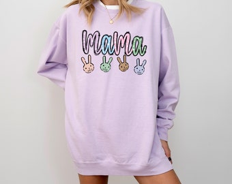 Aangepaste Pasen Mama Sweatshirt met kindernamen, Mama Pasen trui, moeder Pasen Sweatshirt, schattig paasshirt, paasmoeder cadeau, paascadeau