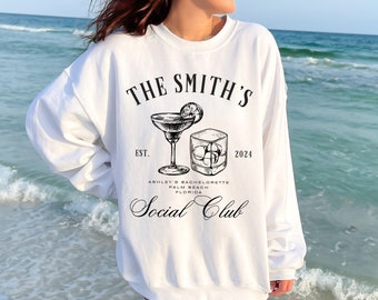 Personalized Social Club Bachelorette Outfit, Custom Bachelorette Crewneck Sweatshirt, Personalized Social Cocktail Club, Bridal Party Gifts