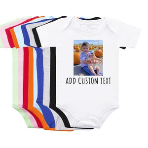 Custom Baby Shower Photo Bodysuit, Personalized Newborn Bodysuit, Birthday Gift for Baby, Custom Image Bodysuit