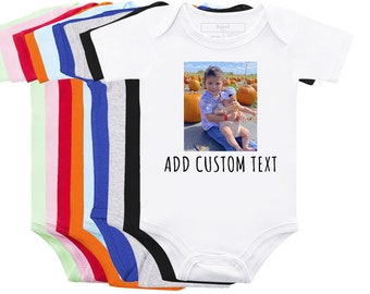 Custom Baby Shower Photo Bodysuit, Personalized Newborn Bodysuit, Birthday Gift for Baby, Custom Image Bodysuit